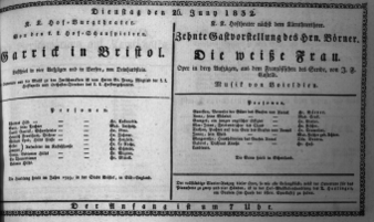 Theaterzettel (Oper und Burgtheater in Wien) 18320626 Seite: 1