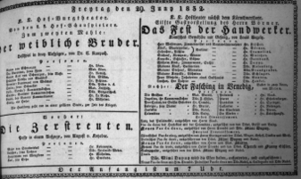 Theaterzettel (Oper und Burgtheater in Wien) 18320629 Seite: 1