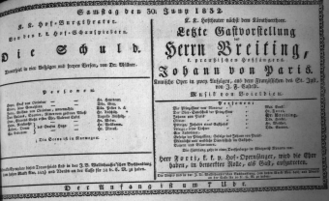 Theaterzettel (Oper und Burgtheater in Wien) 18320630 Seite: 1