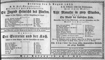 Theaterzettel (Oper und Burgtheater in Wien) 18320803 Seite: 1