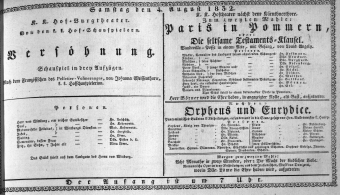 Theaterzettel (Oper und Burgtheater in Wien) 18320804 Seite: 1