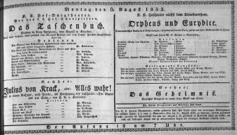 Theaterzettel (Oper und Burgtheater in Wien) 18320806 Seite: 1