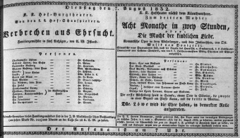 Theaterzettel (Oper und Burgtheater in Wien) 18320807 Seite: 1