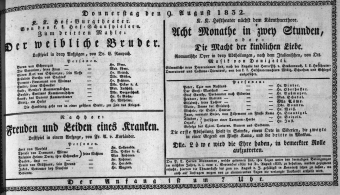 Theaterzettel (Oper und Burgtheater in Wien) 18320809 Seite: 1