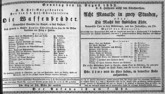 Theaterzettel (Oper und Burgtheater in Wien) 18320812 Seite: 1