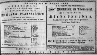 Theaterzettel (Oper und Burgtheater in Wien) 18320814 Seite: 1