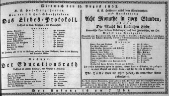 Theaterzettel (Oper und Burgtheater in Wien) 18320815 Seite: 1