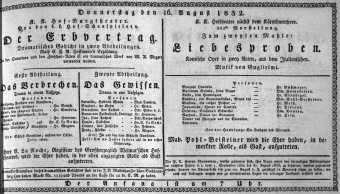 Theaterzettel (Oper und Burgtheater in Wien) 18320816 Seite: 1