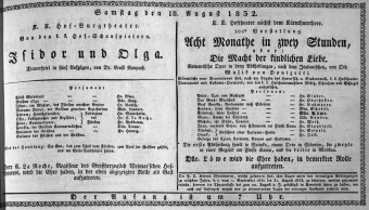 Theaterzettel (Oper und Burgtheater in Wien) 18320818 Seite: 1