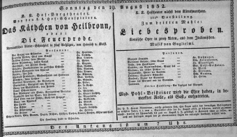 Theaterzettel (Oper und Burgtheater in Wien) 18320819 Seite: 1