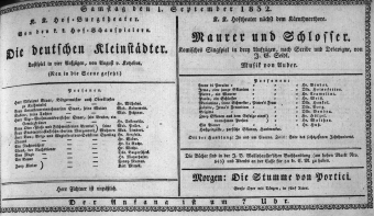 Theaterzettel (Oper und Burgtheater in Wien) 18320901 Seite: 1