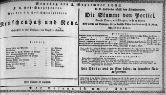 Theaterzettel (Oper und Burgtheater in Wien) 18320902 Seite: 1