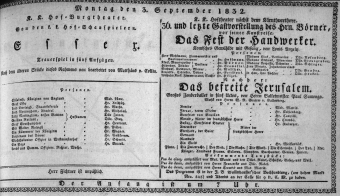 Theaterzettel (Oper und Burgtheater in Wien) 18320903 Seite: 1