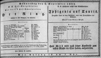 Theaterzettel (Oper und Burgtheater in Wien) 18320906 Seite: 1