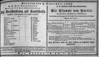 Theaterzettel (Oper und Burgtheater in Wien) 18320909 Seite: 1