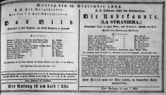 Theaterzettel (Oper und Burgtheater in Wien) 18320910 Seite: 1
