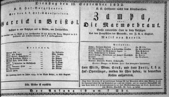 Theaterzettel (Oper und Burgtheater in Wien) 18320918 Seite: 1