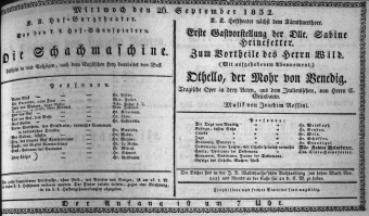 Theaterzettel (Oper und Burgtheater in Wien) 18320926 Seite: 1