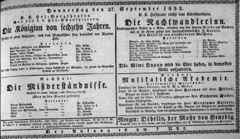Theaterzettel (Oper und Burgtheater in Wien) 18320927 Seite: 1