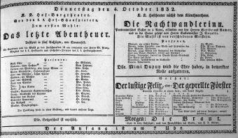 Theaterzettel (Oper und Burgtheater in Wien) 18321004 Seite: 1