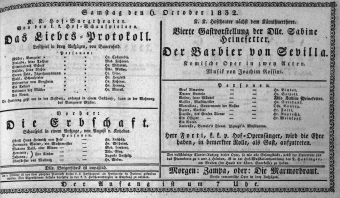 Theaterzettel (Oper und Burgtheater in Wien) 18321006 Seite: 1
