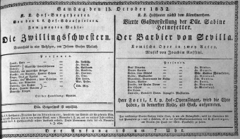 Theaterzettel (Oper und Burgtheater in Wien) 18321013 Seite: 1