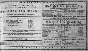 Theaterzettel (Oper und Burgtheater in Wien) 18321017 Seite: 1