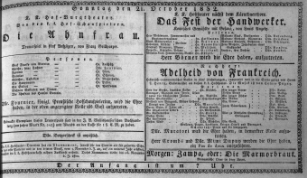 Theaterzettel (Oper und Burgtheater in Wien) 18321021 Seite: 1