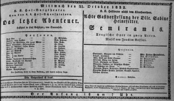 Theaterzettel (Oper und Burgtheater in Wien) 18321031 Seite: 1
