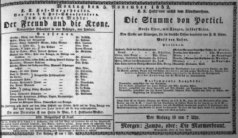 Theaterzettel (Oper und Burgtheater in Wien) 18321105 Seite: 1