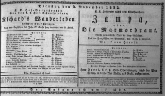 Theaterzettel (Oper und Burgtheater in Wien) 18321106 Seite: 1