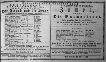 Theaterzettel (Oper und Burgtheater in Wien) 18321108 Seite: 1