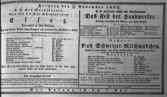 Theaterzettel (Oper und Burgtheater in Wien) 18321109 Seite: 1