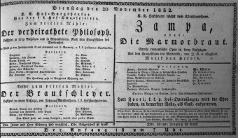 Theaterzettel (Oper und Burgtheater in Wien) 18321120 Seite: 1