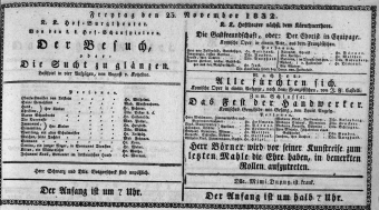 Theaterzettel (Oper und Burgtheater in Wien) 18321123 Seite: 1