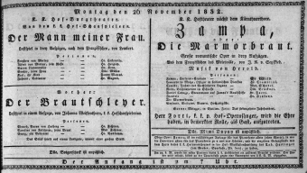 Theaterzettel (Oper und Burgtheater in Wien) 18321126 Seite: 1