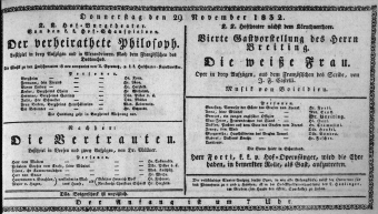 Theaterzettel (Oper und Burgtheater in Wien) 18321129 Seite: 1