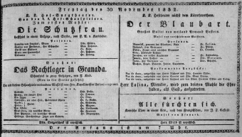 Theaterzettel (Oper und Burgtheater in Wien) 18321130 Seite: 1