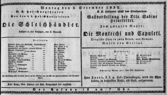 Theaterzettel (Oper und Burgtheater in Wien) 18321203 Seite: 1