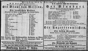 Theaterzettel (Oper und Burgtheater in Wien) 18321204 Seite: 1