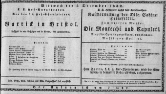 Theaterzettel (Oper und Burgtheater in Wien) 18321205 Seite: 1