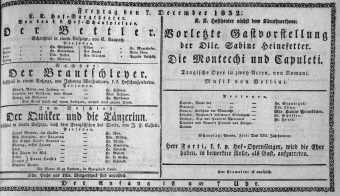 Theaterzettel (Oper und Burgtheater in Wien) 18321207 Seite: 1