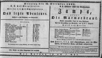 Theaterzettel (Oper und Burgtheater in Wien) 18321216 Seite: 1