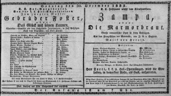 Theaterzettel (Oper und Burgtheater in Wien) 18321230 Seite: 1