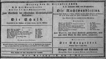 Theaterzettel (Oper und Burgtheater in Wien) 18321231 Seite: 1