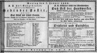 Theaterzettel (Oper und Burgtheater in Wien) 18330107 Seite: 1