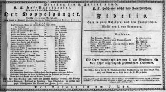 Theaterzettel (Oper und Burgtheater in Wien) 18330108 Seite: 1
