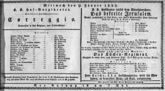 Theaterzettel (Oper und Burgtheater in Wien) 18330109 Seite: 1
