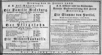 Theaterzettel (Oper und Burgtheater in Wien) 18330111 Seite: 1