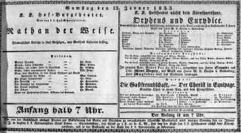 Theaterzettel (Oper und Burgtheater in Wien) 18330112 Seite: 1